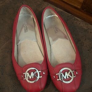 Michael Kors Fulton leather moccasin red leather logo